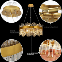 Gold Crystal Chandeliers for Dining Room，12-Lights D20 Inch