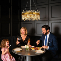 Gold Crystal Chandeliers for Dining Room，12-Lights D20 Inch
