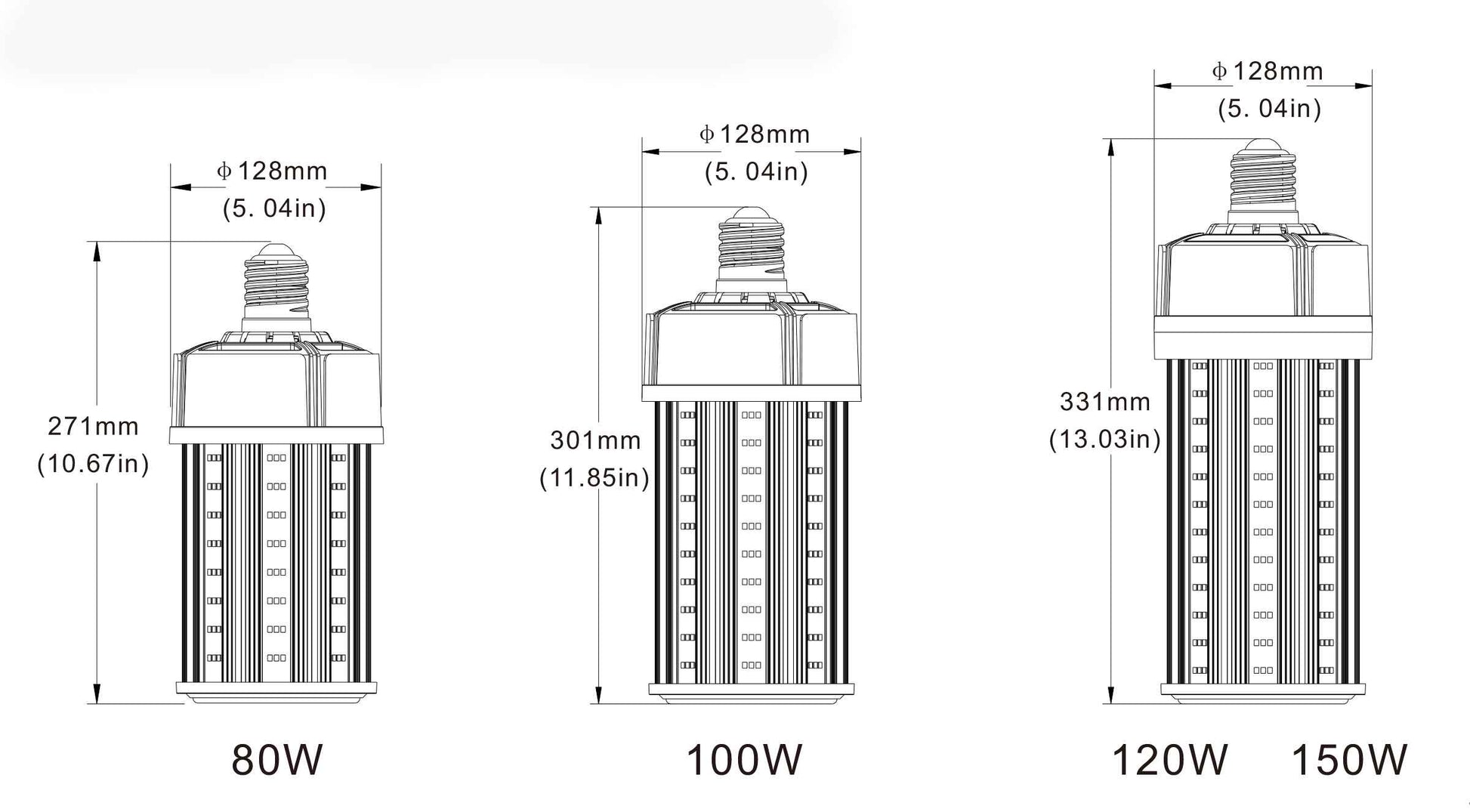 Corn Bulbs - E39 - 150W - 19.500 Lumens - 100-277V - 5000K - BBier