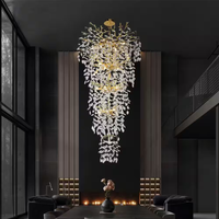 Modern Chandelier 118 In. 28-Light Crystal Gold Chandelier for Foyer, Living Room, Multiple Tiers Chandelier