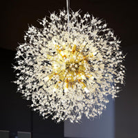 Modern Crystal Chandelier, Dandelion Chandelier,Chrome,23.62 In