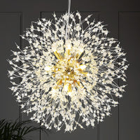 Modern Crystal Chandelier, Dandelion Chandelier,Chrome,23.62 In