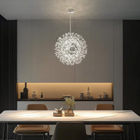 Modern Crystal Chandelier, Dandelion Chandelier,Chrome,23.62 In