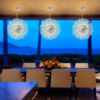 Modern Crystal Chandelier, Dandelion Chandelier,Chrome,23.62 In