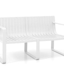 Weather-resistant Plastic 2-Person Bench with Curved Backrest-Blue