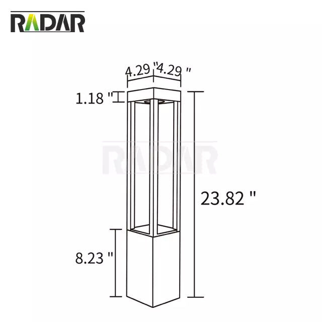 Enhance Your Outdoor Ambiance with Radar Path Light RPL-W6912- 24" Post Black aluminum  Warm White  safe Low Voltage Illumination!