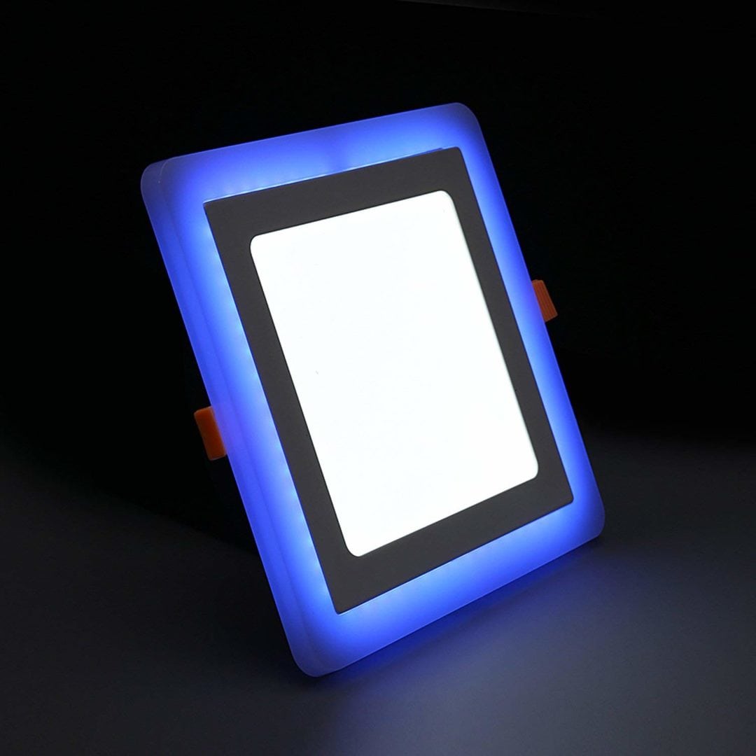 Experience the Magic of Color LED Border Downlight - Stunning Slim Panel Square 4" Design with Striking Blue & White- Unleash Your Creative Glow! Blue & White