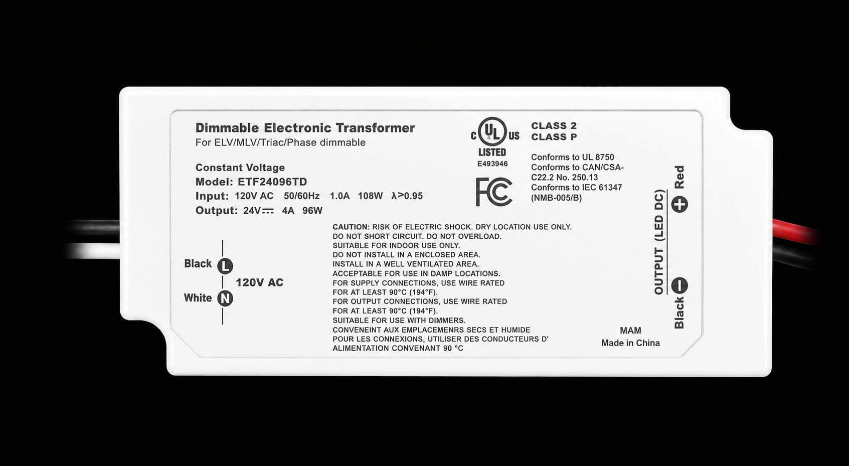 Power Supply electronic 96W - 24V - DIM- Small - IP20