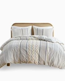 Full Queen Cotton Printed Duvet Cover Set With Chenille