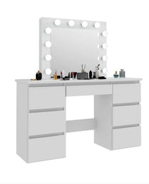 Large White Vanity Tables With Mirror And Light - CJDS