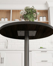 Round Dining Table for 2-4 People, Small Kitchen Table with Wood Grain Top, Black