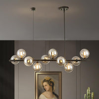 Black Linear Chandeliers for Dining Room 40" Modern Sputnik Light Fixture