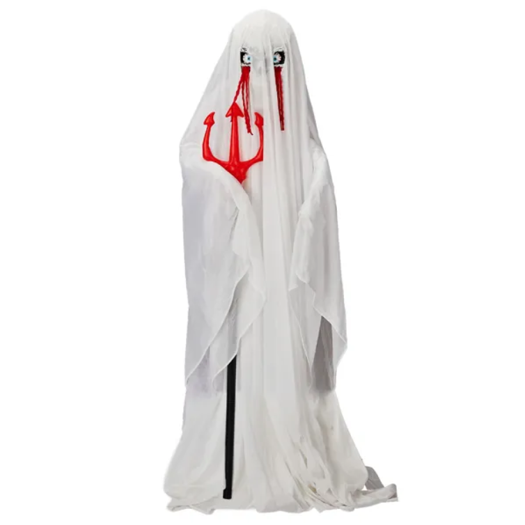 Sound activated trident ghost animatronic with green lights