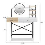 Makeup Vanity Desk With 3-Mode Lighted Mirror & Wireless Charging Station , Vanity Table With Drawer & 3 Open Shelves For Ample Storage Space - CJDS