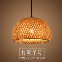 Bamboo Lantern Pendant Lamp Natural Rattan Wicker E27 LED Chandeliers Hand-Woven Lampshades Lighting Fixture Hanging Light