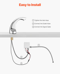 Touchless Bathroom Sink Faucet, Automatic Motion Sensor Restroom Toilet Faucet Cold Water With Hole Cover Plate, Battery Operated For 9/16 In Pipe Commercial Lavatory,Chrome Plated Silver