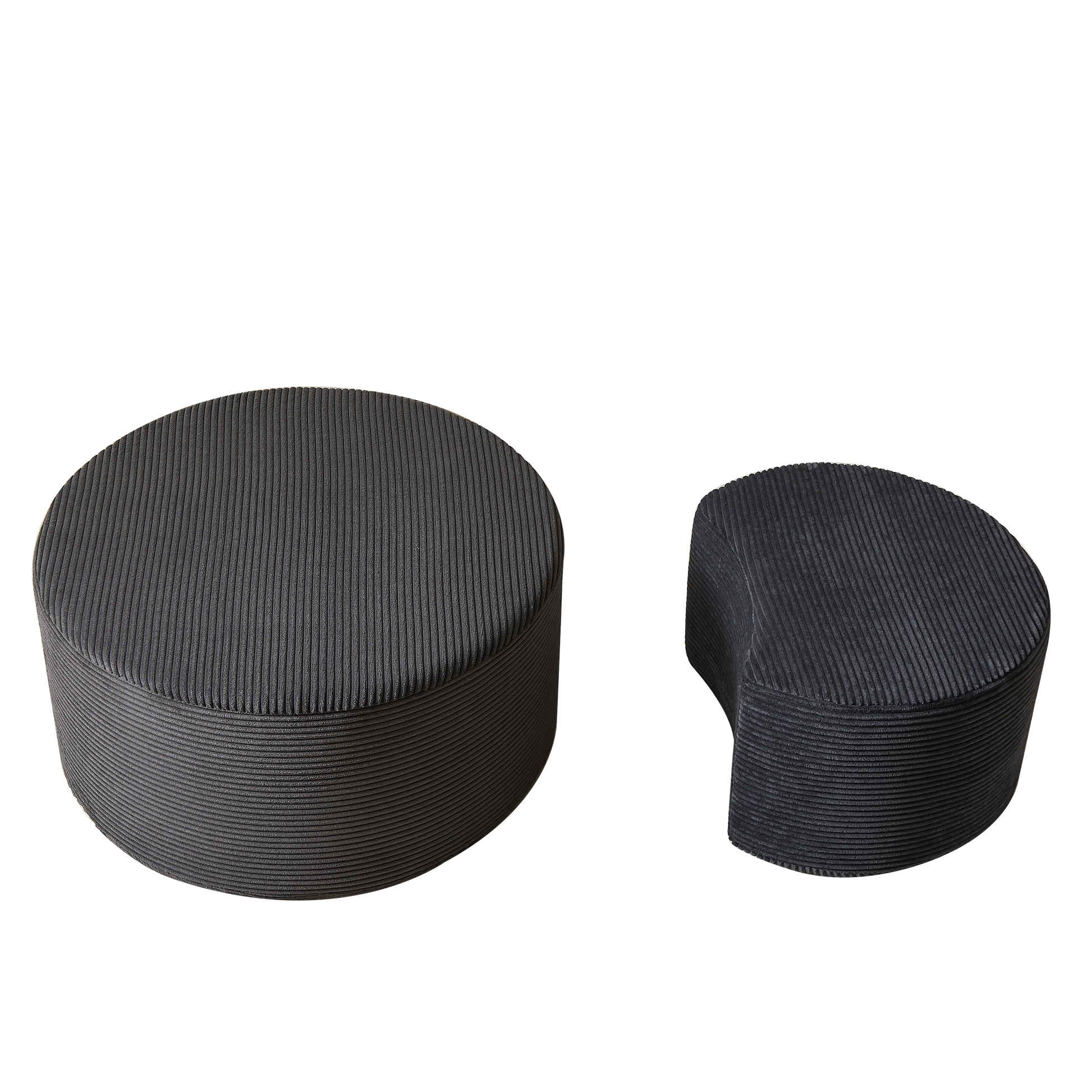 Nesting Coffee Table Set Of 2,Upholstered Round Coffee Tables Set Of 2 For Living Room, Modern Foam Round Coffee Table Side Table End Table Ottoman, No Assembly