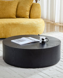 35.43 Inch Modern Round Coffee Table MDF Coffee Table For Living Room,Drum Center Table For Apartment,No Need Assembly,Black W2582P188323