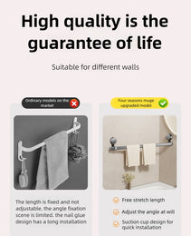 1 Suction Cup Telescopic Towel Rod