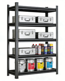 5 Tier Storage Shelves, 2200LBS Adjustable Metal Shelving Unit, Black, Needs Assembly