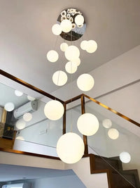Stairs Modern Nordic LED Glass Chandelier Loft Duplex Living Room Lamp Hotel Lobby Long Chandelier Home Decorative Lighting