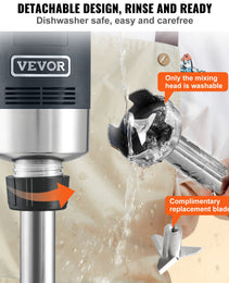 Commercial Immersion Blender, 750W 12' Heavy Duty Hand Mixer, Variable Speed Kitchen Stick Mixer With 304 Stainless Steel Blade, Multi-Purpose Portable Mixer For Soup, Smoothie, Puree, Baby Food
