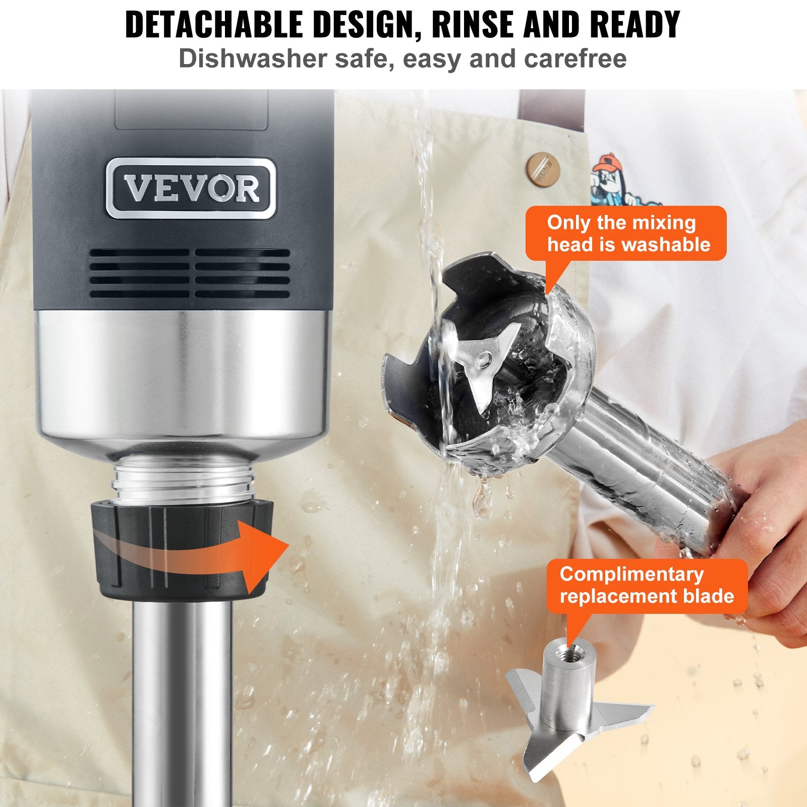 Commercial Immersion Blender, 750W 12' Heavy Duty Hand Mixer, Variable Speed Kitchen Stick Mixer With 304 Stainless Steel Blade, Multi-Purpose Portable Mixer For Soup, Smoothie, Puree, Baby Food