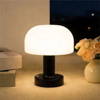 ABKO Cordless Rechargeable Mushroom Table Lamp – 3-Color Dimmable