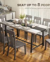 Industrial Kitchen Table for 8 People, 70.9" Long Dining Table with Large Tabletop and Steel Legs for Dining Room, Gray