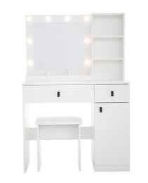Vanity Desk With Lights, Vanity Set With Mirror, Makeup Vanity Desk With Large Drawers  Three Level Storage Dreeser, VanitysVanities With 3 Lights Brightness Adjustable For Bedroom, White