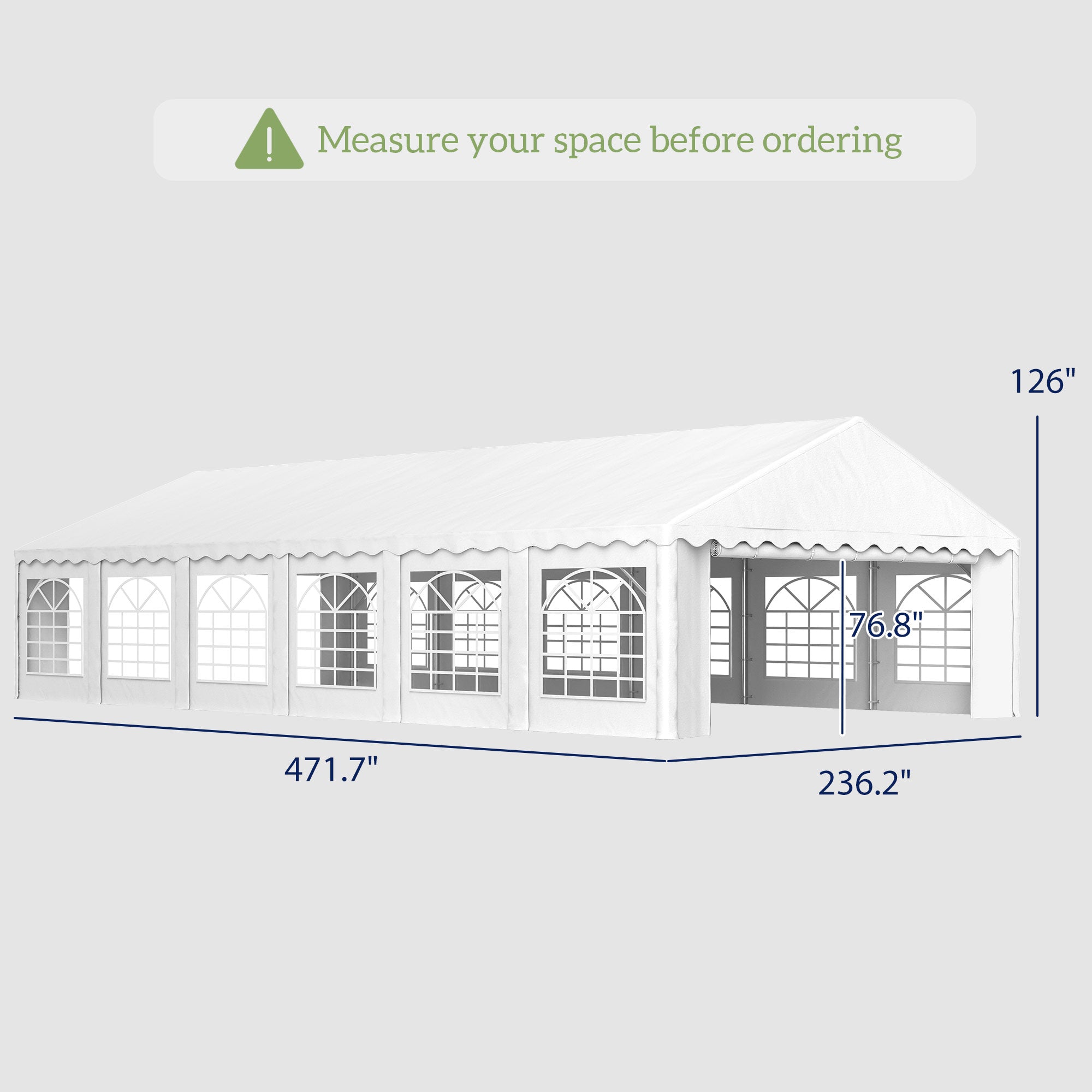 20’ x 40’ Party Tent, Outdoor Canopy Tent with Removable Sidewalls, 12 Windows for Parties, Wedding, Events, BBQ, White