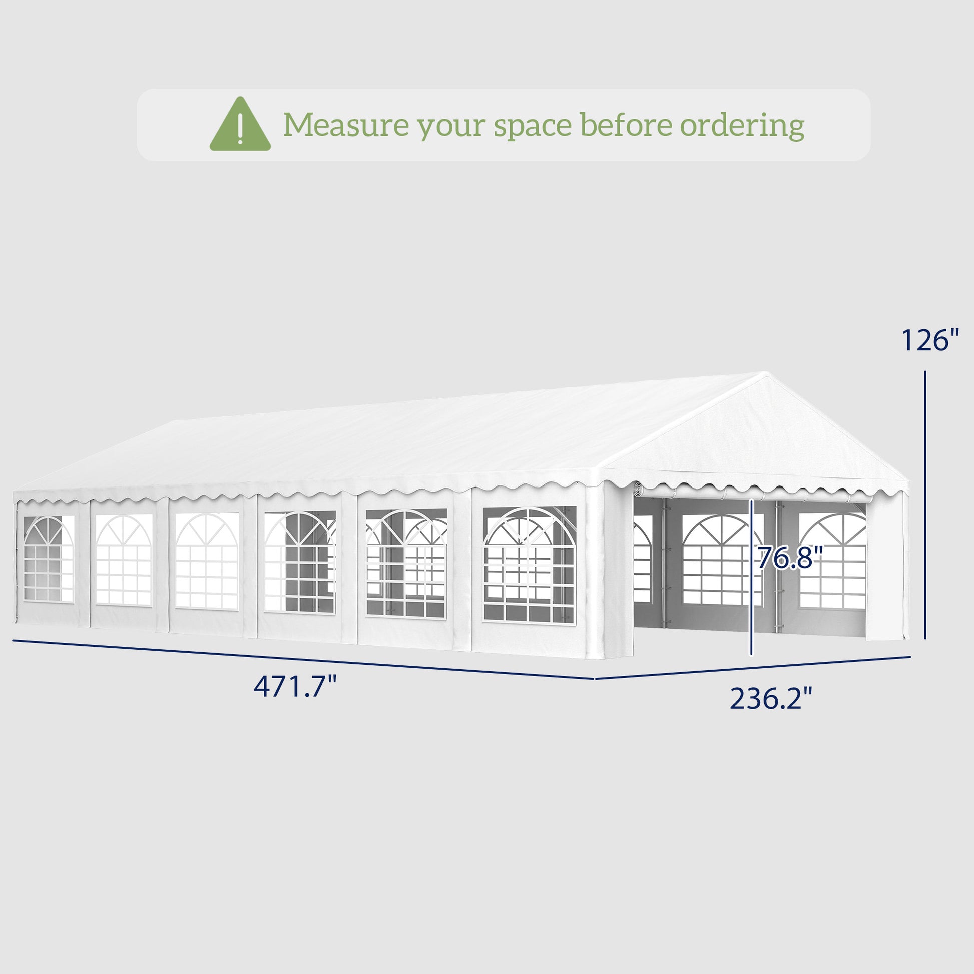 20’ x 40’ Party Tent, Outdoor Canopy Tent with Removable Sidewalls, 12 Windows for Parties, Wedding, Events, BBQ, White