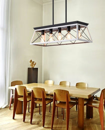 5 Lamps Farmhouse Chandelier Dining Room White