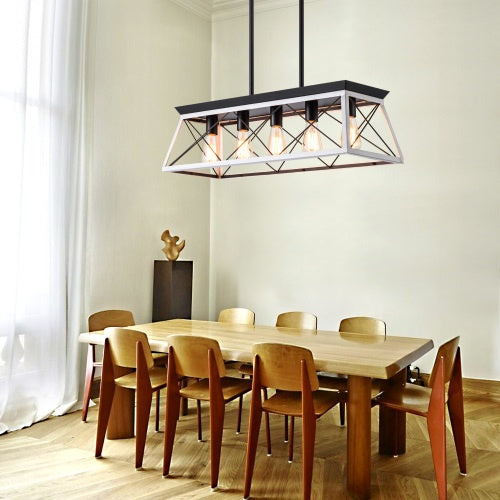 5 Lamps Farmhouse Chandelier Dining Room White - No Bulbs Unavailable Platform- CJDS