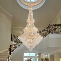 Extra Large High Ceiling Chandelier, Gold Modern Crystal Chandeliers Luxury Foyer Entrance Chandeliers for Staircase Villa Lobby Living Room, K9 Crystal Raindrop Light Fixture H91” X W47”