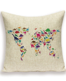 New Retro Toss Pillow Case European World Map Cushion Cover Seat Sofa Covers Morocco Linen House Home Decor Throw Pillows Cases