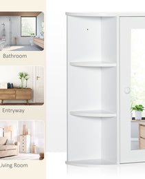 Bathroom Medicine Cabinet with Mirror, Bathroom Mirror Cabinet, Wall Mount Mirror Medicine Cabinet with Multiple Storage Shelves, White