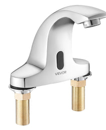 Touchless Bathroom Sink Faucet, Automatic Motion Sensor Restroom Toilet Faucet Cold Water With Hole Cover Plate, Battery Operated For 9/16 In Pipe Commercial Lavatory,Chrome Plated Silver