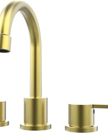 Widespread Bathroom Sink Faucet Brushed Gold 2 Handle 8 Inch 3 Hole 360' Swivel Spout Vanity Sink With Pop Up Drain Assembly-Unable Ship On Weekends, TK And TEMU Only For Pickup