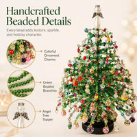 Handmade Beaded Mini Tabletop Holiday Tree DIY Kit Multi‑Season  Desktop Ornament For Christmas Halloween Home Decor Present