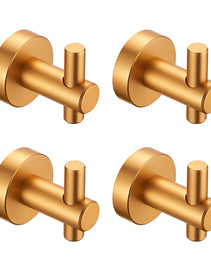 Round Base Wall Hanging Hook With Screws- Brushed Gold Hook, 4 Pack, For Entry Shoe Cabinet, Wardrobe Bathroom Bedroom Furniture Hardware