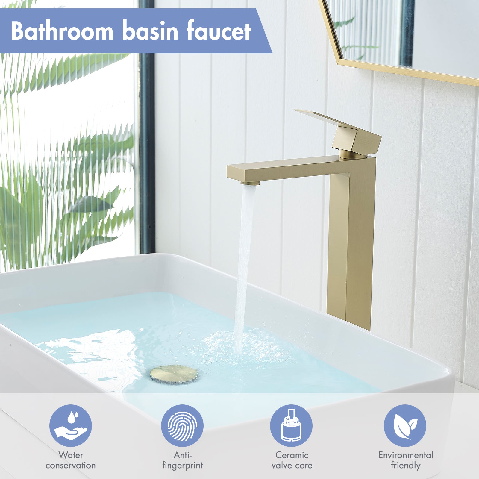 Brushed Gold Bathroom Faucet With Up Drain, Brushed Gold Faucet For Bathroom Sink, Single Hole Bathroom Faucet Modern Single Handle Vanity Basin Faucet