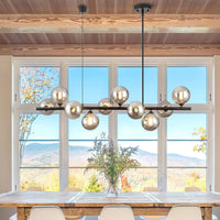 Black Linear Chandeliers for Dining Room 40" Modern Sputnik Light Fixture