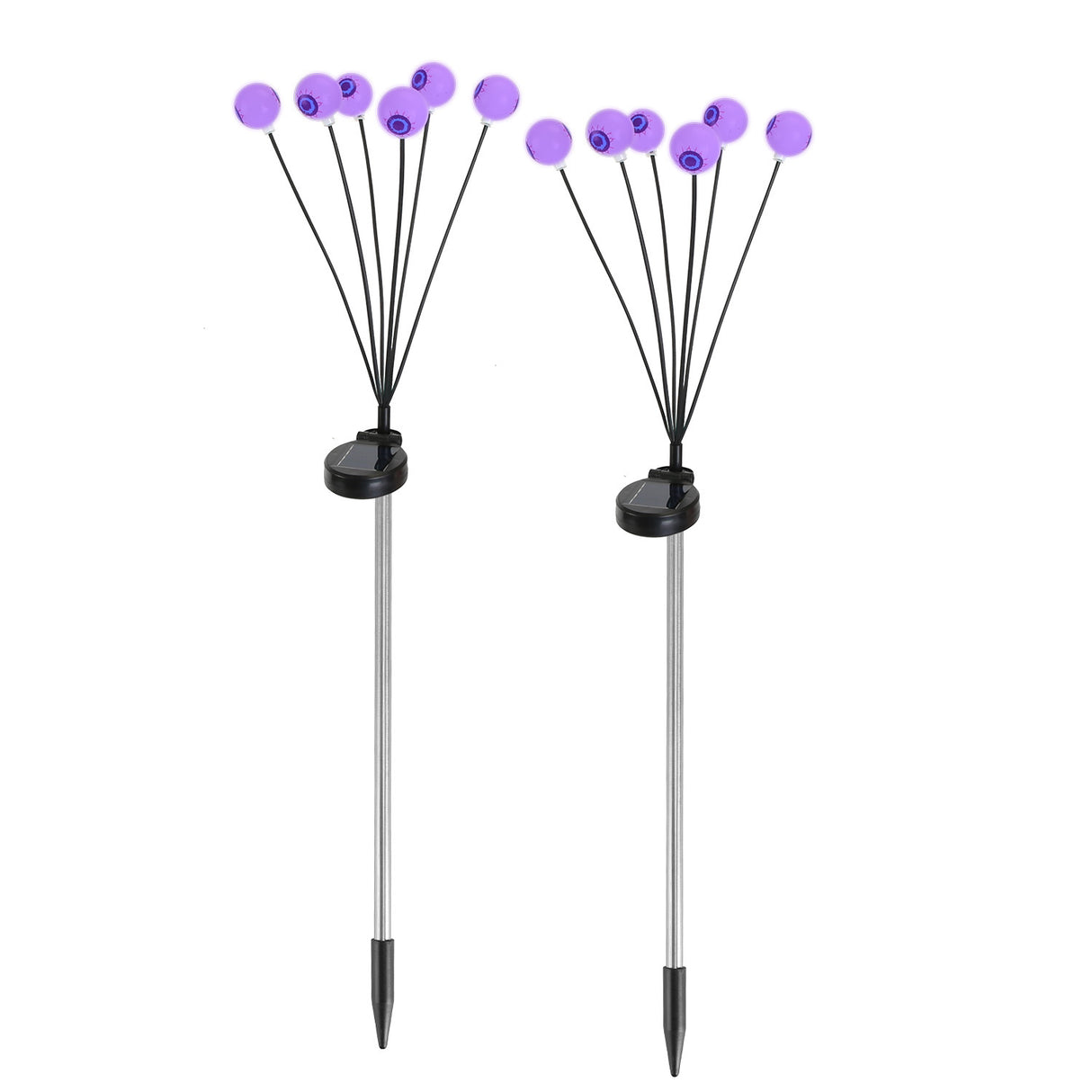 2Pcs Purple Light OR 2Pcs Green Light Solar Scary Eyeballs Lights Outdoor Halloween Decoration Swaying Light Halloween Path Lights Ornaments With Total 12LED IP65 Waterproof For Yard Garden - CJDS - FC