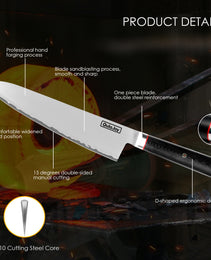 Qulajoy VG10 Chef Knife, Japanese 10Cr15MoV Steel Chefs Knives, Slicing Knife For Meat Vegetable