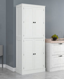 72" Kitchen Pantry Storage Cabinet, Modern Tall Kitchen Cabinet with 5-tier Storage Shelving, 8 Spice Racks, Drawer