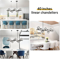 Black Linear Chandeliers for Dining Room 40" Modern Sputnik Light Fixture