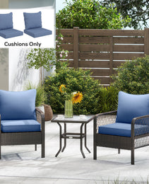 4 Patio Chair Cushions With Seat & Backrest, Fade Resistant Seat Replacement Cushion Set, Blue