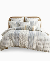 Full Queen Cotton Printed Duvet Cover Set With Chenille