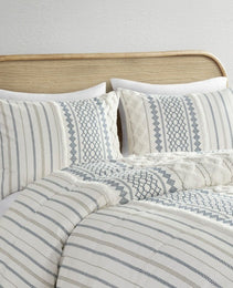Full Queen Cotton Printed Duvet Cover Set With Chenille